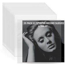 25 Clear Vinyl Record Sleeves Outer - 4.7 Mil Heavy-Duty Protection 12.75"x12...