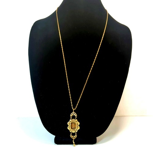 Collar colgante vintage estilo victoriano dorado filigrana retrato ornamentado - Imagen 2 de 6