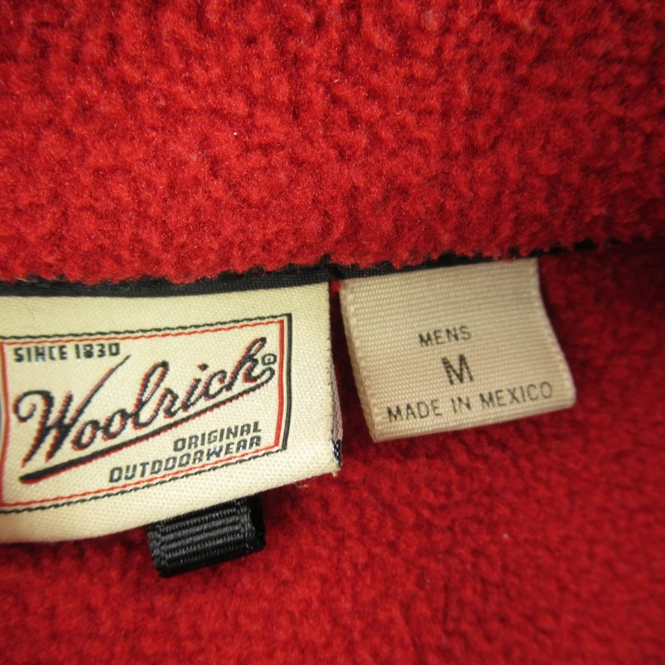 Chaqueta Woolrich Para Hombre Mediana Cremallera Completa Manga Larga Exterior Ligera Polar Roja Foto 3 de 4