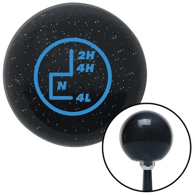 Blue Transfer Case #5 Black Metal Flake Shift Knob w/ M16x1.5 Insert Shifter