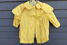 Vintage doll baby jacket Radium Silk tag yellow embroidered yoke cape 1920s