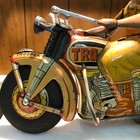 Working  Hadson Trooper friction tin Japan motorcycle 9.25  inches sparks runs — photo 7