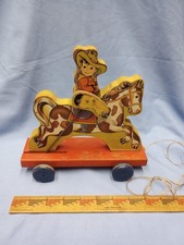 Fisher Price Buddy Bronco Wooden pull toy, rare decent condition #430 works
