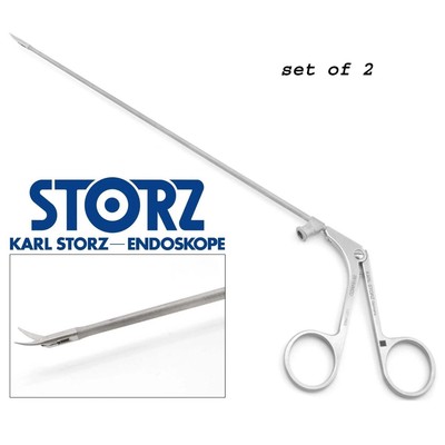 KARL STORZ 28164MZD ENT Nasal SET OF 2 Micro Fine Curved (L) 5mm Jaw Scissors 8''
