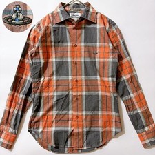 Orb Embroidery Vivienne Westwood Tartan Check Shirt Orange 44