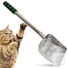 Cat Litter Scoop, Stainless Steel Long Handle Chicken Coop Poop Scooper, Comfort