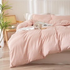 Striped Comforter Set Queen Size Fluffy Queen 90"x90" B3 Pink White Stripes
