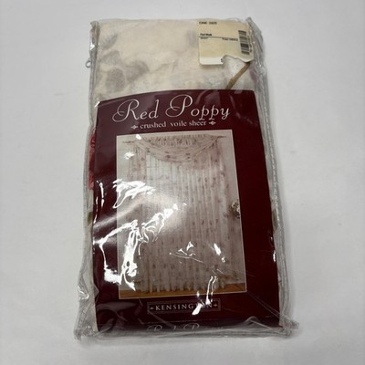 Kensington Red Poppy Crushed Voile Sheer Window Scarf Valance Red Multi New