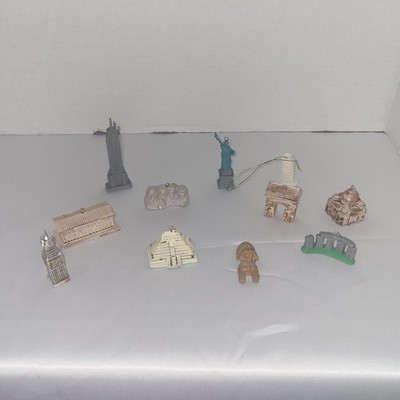 Lot Of 11 Miniature Famous Monuments Ornaments Light Weight Office Decor