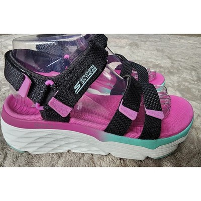 Skechers On-the-Go 600 Platform Sandals Womens 8 Black/Pink/Teal Ultra Go