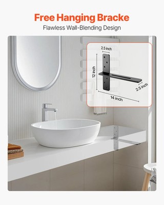 T Shelf Brackets 2 Pcs, 200 lbs/90 kg Weight Capacity, 14x2.89x12 in / 355.6x73.