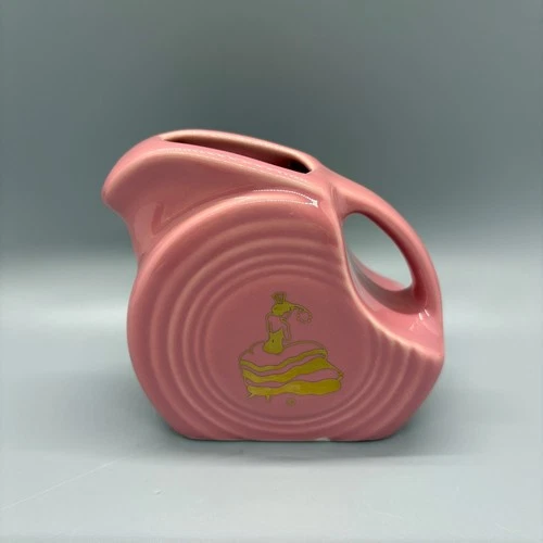 Fiesta Rose 1986 Mini Disc Pitcher | Fiestaware Pink Creamer Dancing Lady Logo