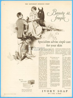 1925 Ivory Soap Beauty is Fragile Procter & Gamble Co Vintage Bathroom Decor Ad