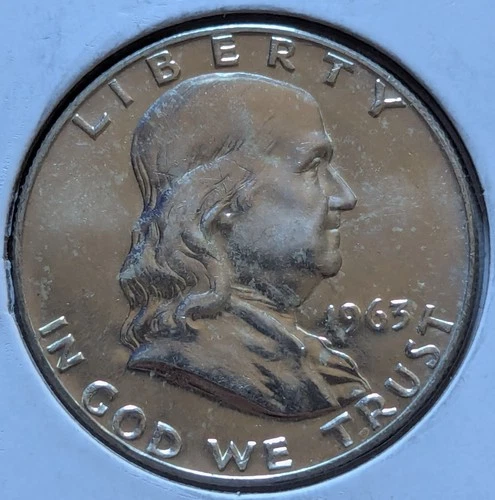 US Half Dollar, 1963-D, Franklin 1/2 Dollar, Uncirculated, Off Center Rotation