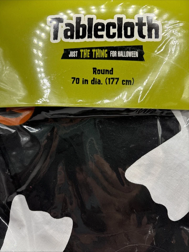 Vintage 2004 Target Tablecloth Halloween Ghost And Pumpkins Round 60 DIA” NEW - Image 2 of 4