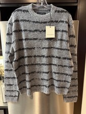 ALLSAINTS Men's Grey/Black Dissolved Crewneck Sweater Size Small