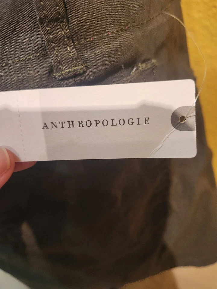 Pantalones Cortos Maeve by Anthropologie “The Colette” Talla 26 Verde Oliva Mezcla de Lino... Foto 4 de 4