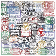 Vintage Passport Stamps Transparent Stickers 10 Pack Random Mix Passport Travel
