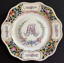 DRESDEN MARIE ANTOINETTE 8-7/8" RETICULATED CABINET LUNCHEON PLATE CARL THIEME