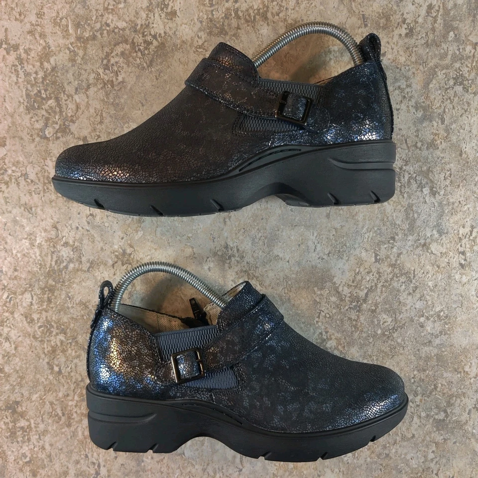 Align by Nurse Mates ‘ ARYA ‘ Leather Clog Shoes Buckle Side Zip Women's 8 W New - Image 3 of 4