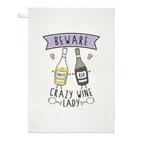 Beware VerrüCkte Wein Damen Geschirrtuch SpüLlappen - Lustiger Witz Drunk