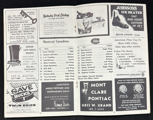 Dec 25, 1967 Chicago Blackhawks & Montreal Canadiens Program NHL - Picture 3 of 4