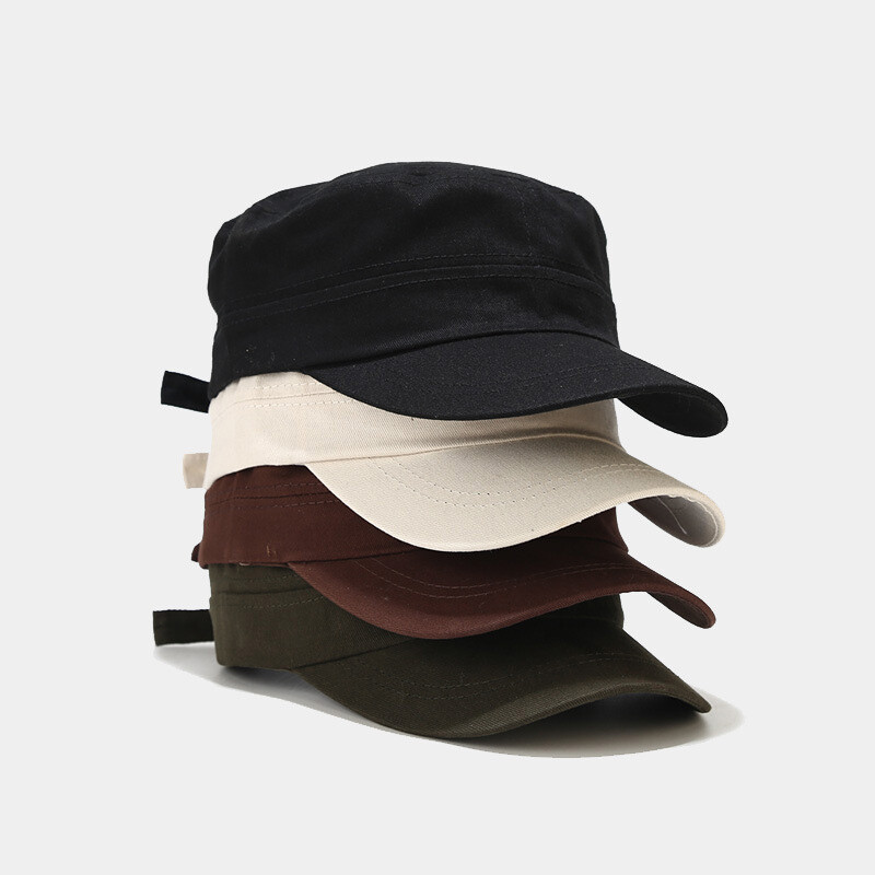 Men Strapback Adjustable Combat Cadet Box Cap Patrol Hats