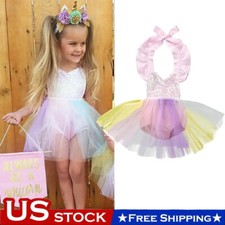 Infant Baby Girl Sequined Romper Tulle Skirt Outfit Birthday Party Clothes Sets