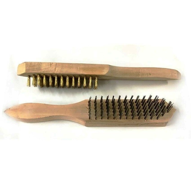 2x Spark Plug & Terminal Cleaning Solid Brass Wire Brushes Garage