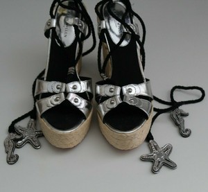 silver wrap sandals