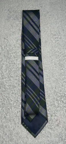 Brent Morgan Neckwear Men’s Wool Silk Blend Slim Tie Navy Blue Green Plaid 3” in - Picture 8 of 16