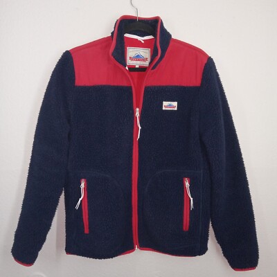 Penfield Jacket Mens Small S Sherpa Full Zip Pockets Zipper Blue/red Collared