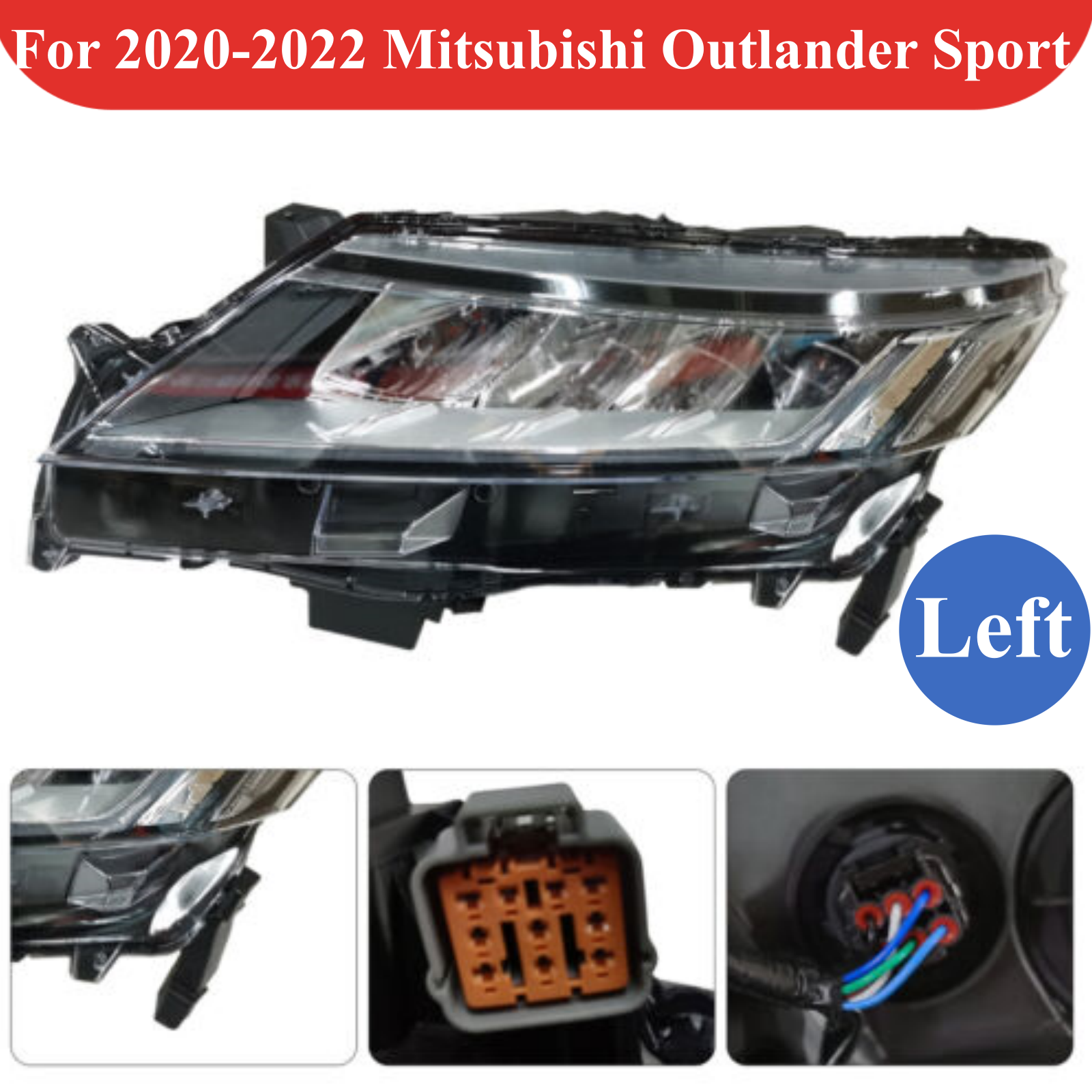 Left For Mitsubishi Outlander Sport 2020-2021 Driver Side LED Headlight Headlamp