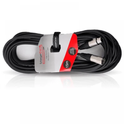 Stagecore 15M XLR Male to Female Black Microphone Lead & Audio Signal Cable