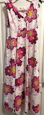 Vintage 60  s Malihini Hawaii Hawiian Maxi Dress Pink Daisy RETRO Flower Aloha