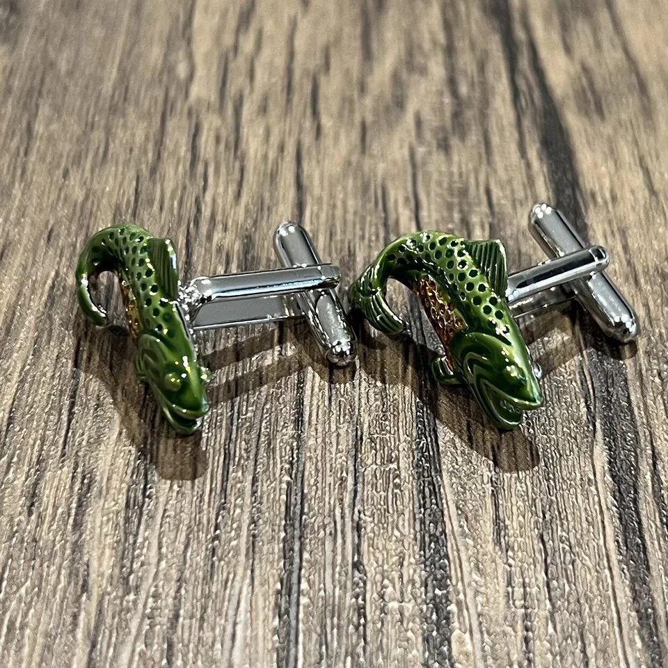 Запонки запонки зеленые рыбки любитель рыбалки мужские день рождения день отца запонки в коробке - Изображение 3 из 4