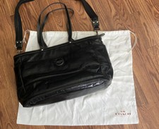 Coach Black Leather Signature XL Shoulder Diaper Bag Tote