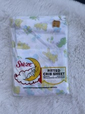 VTG RIEGEL Fitted Crib BABY Sheet RARE Print Bear Bunny Balloons Blocks Cats
