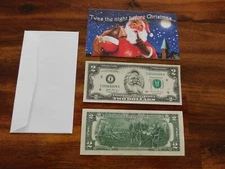 T'was the night, Santa Dollar $2 Dollar bill card & envelope sold as a set NEW.