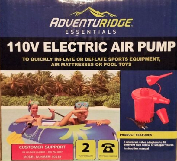 New Adventuridge 110V Air Pump in Box Inflates Sports Equipment, Air