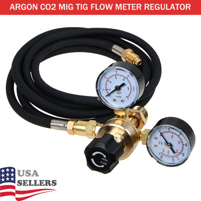 Argon CO2 Mig Tig Flow Meter Regulator with Hose + Gas Welding Weld Gauge CGA580