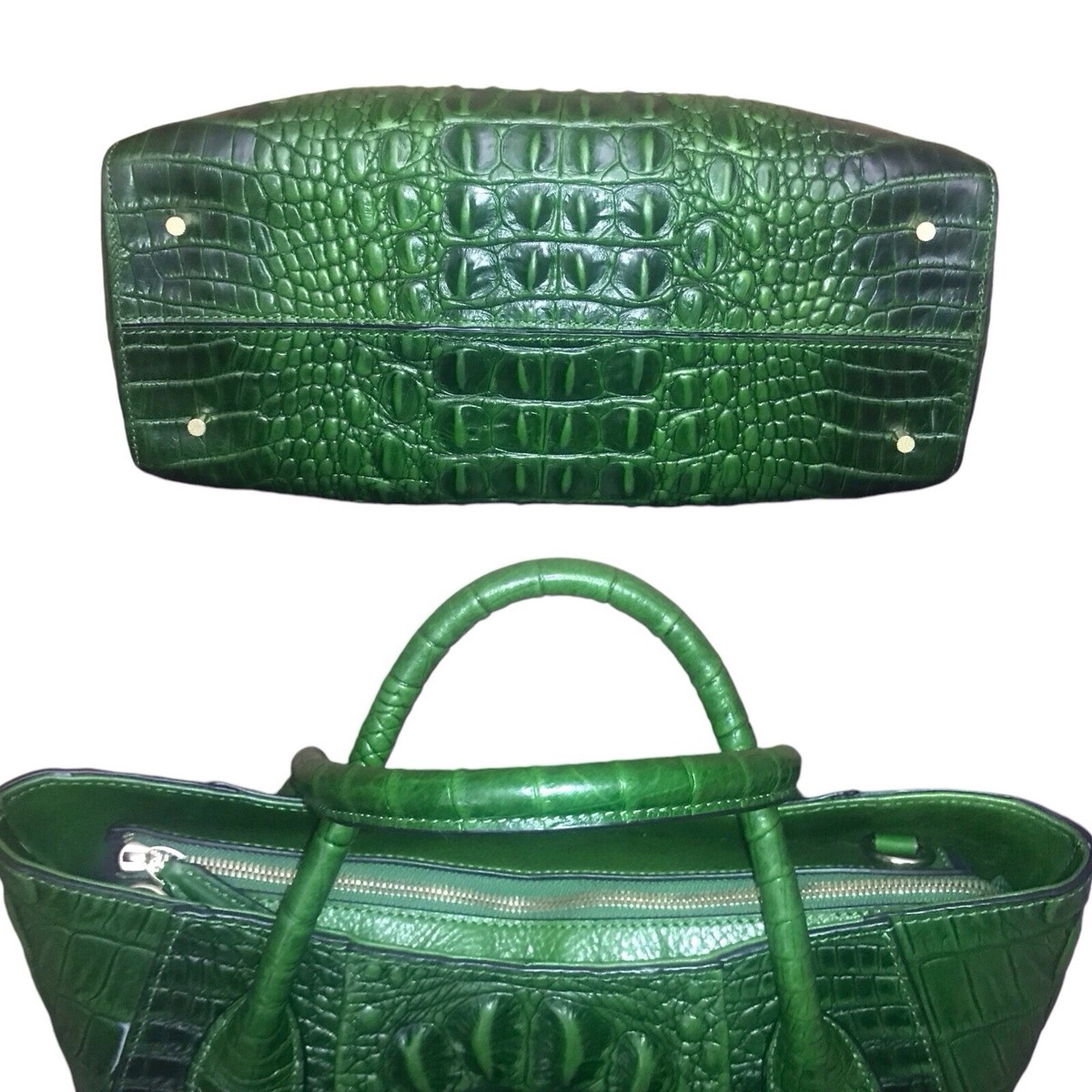 Crocodile Embossed Green Satchel Bag | eBay