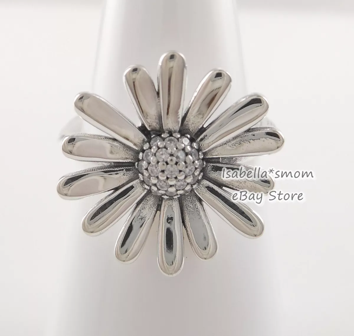 PAVE DAISY FLOWER Authentic PANDORA Silver STATEMENT Ring 5 50 198817C01 NEW