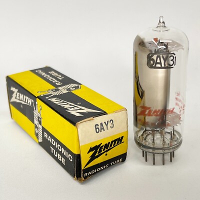 (1) Tested Zenith 6AY3 Tube with Box Date Code 6243 Half Wave Rectifier