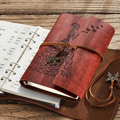 Refillable PU Leather Vintage Journal A6 Notebook Lined Paper Diary 160 Pages