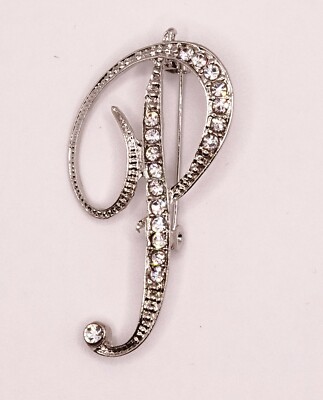 Diamante Silver Initial Letter P Fashion Brooch Pin Brand New FREE P&P  UK