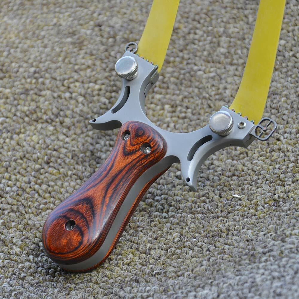 1x Powerful Slingshot Catapult Stainless Steel 2x Rubber Bands 50x