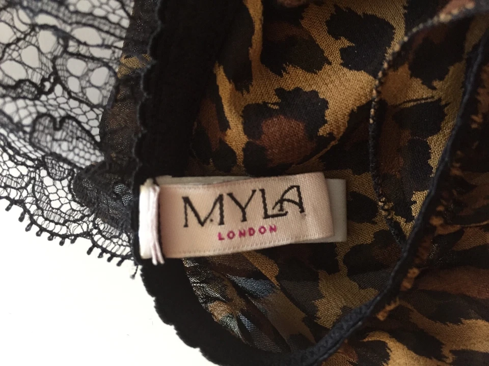 Sujetador de seda marrón y negro MYLA talla M Foto 2 de 4