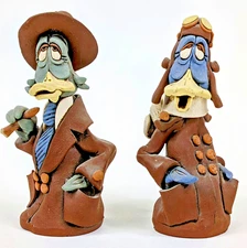 1986 Vintage Rex Benson Stoneware Clay Art Duck Pilot Pottery Signed **READ**
