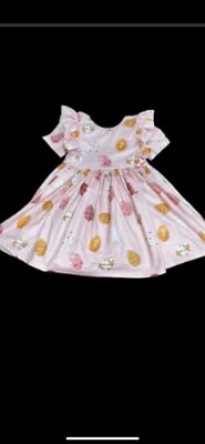 Mila & Rose Pink Ruffle Sleeve Easter Egg Cross Toddler Dress Size 3 T